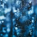 numbers and codes against blue background