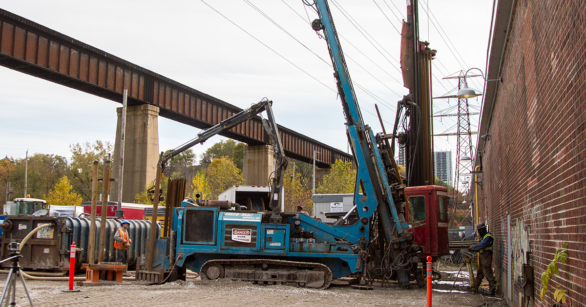 Large scale drill parked outside the kiln building. Image: Bill Wilson