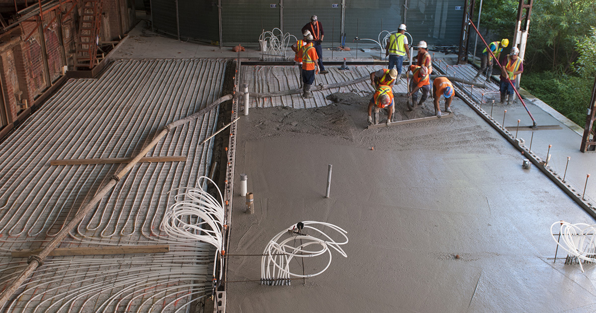 A peek into the layers beneath the kiln building's new concrete floors Image: Bryan McBurney