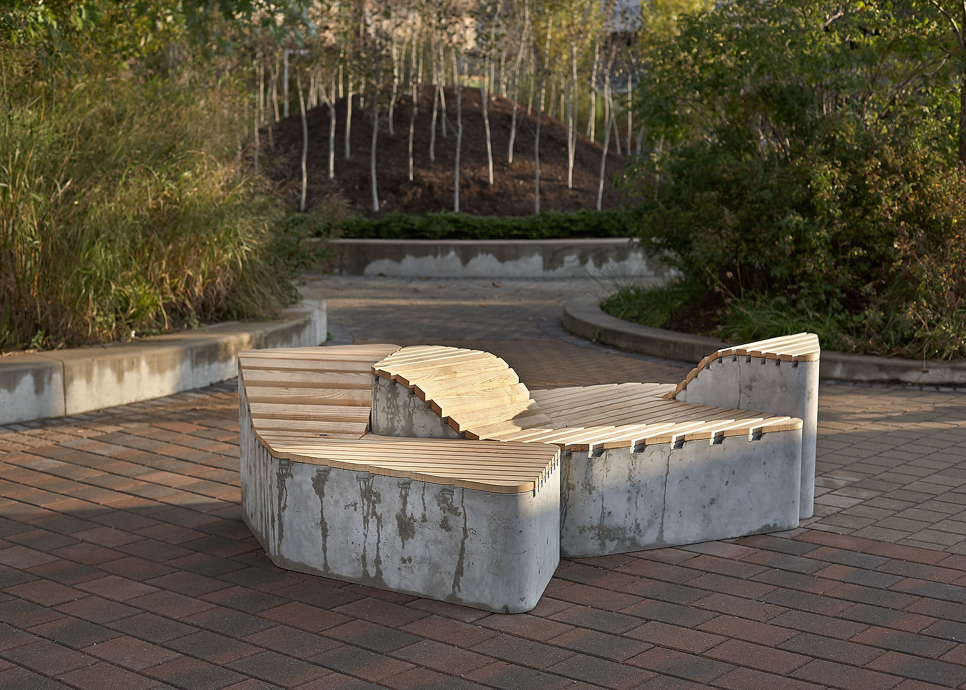A concrete bench