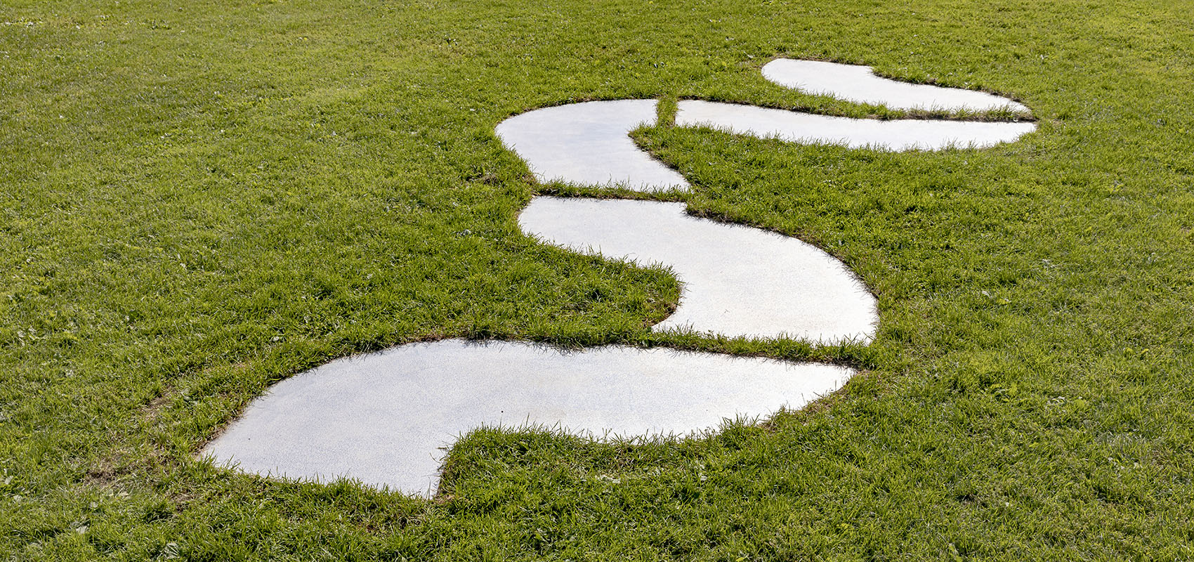metal shapes in grass Image: Toni Hafkenscheid, 2019, Phantom Pain
